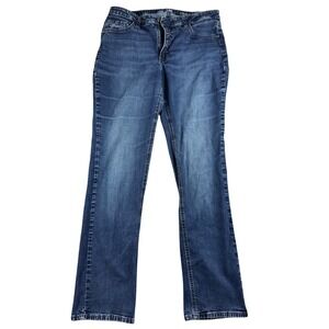 Lee Riders Jeans Women 14 Blue Midrise Straight Leg Stretch 1SMTCW2 Denim